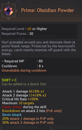 Agent Class Skill List